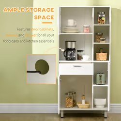 HOMCOM Freestanding Kitchen Storage Unit Cupboard Cabinets Drawers  Shelf