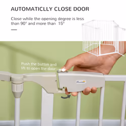 PawHut Pet Safety Gate 5 Panels Playpen Metal Fence w/ Walk Through Door - White - Additional view 4