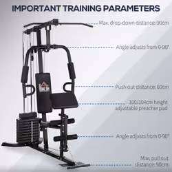 HOMCOM Multi Home Gym Machine with 45kg Weight Stack for Full Body Workout