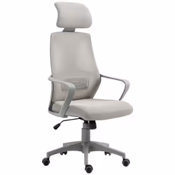 Vinsetto Mesh Back Office Chair w/ Adjustable Height Padded Headrest Grey