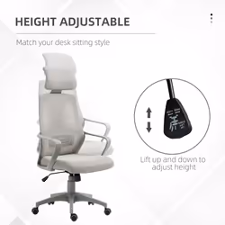 Vinsetto Mesh Back Office Chair w/ Adjustable Height Padded Headrest Grey