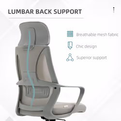 Vinsetto Mesh Back Office Chair w/ Adjustable Height Padded Headrest Grey