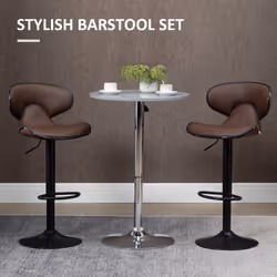 HOMCOM Adjustable Swivel Bar Stools Set of 2, Barstools for Counter Bar, Brown