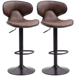 HOMCOM Adjustable Swivel Bar Stools Set of 2, Barstools for Counter Bar, Brown - Additional view 7