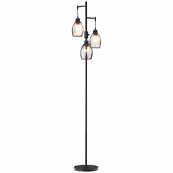 HOMCOM Industrial 3-Light Floor Lamp Dimmable Standing Lamp for Living Room
