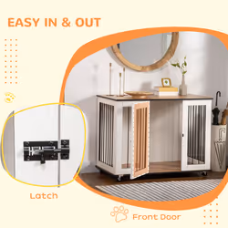 PawHut Dog Crate Furniture End Table w/ Lockable Door, for Large Dogs - White - Additional view 5