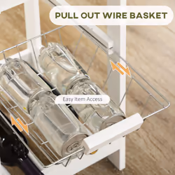 HOMCOM 3 Piece Bar Table Set with Drawer, Wire Basket and Wine Rack White - Additional view 5