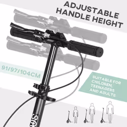 HOMCOM Folding Kick Scooter for 14+ w/ Adjustable Height, Dual Brake System