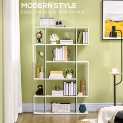 HOMCOM 5-Tier Bookshelf Freestanding Decorative Storage Shelves for Home White