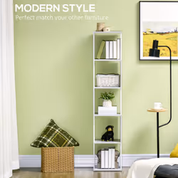 HOMCOM 5-Tier Bookshelf Freestanding Bookcase Storage Shelves, Light Grey