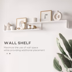 HOMCOM TV Cabinet Unit w/ Wall-Mounted Shelf, Open Shelves White and Grey - Additional view 4
