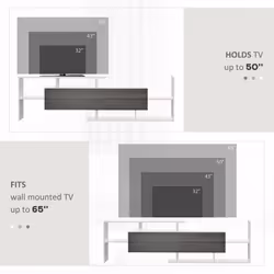 HOMCOM TV Cabinet Unit w/ Wall-Mounted Shelf, Open Shelves White and Grey - Additional view 5