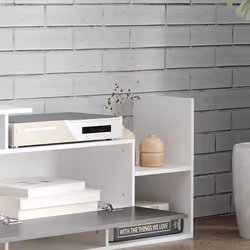 HOMCOM TV Cabinet Unit w/ Wall-Mounted Shelf, Open Shelves White and Grey - Additional view 7