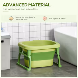 HOMCOM Foldable Baby Bathtub for Newborns Infants Toddlers w/ Stool - Green