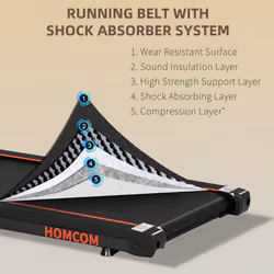 HOMCOM Foldable Walking Treadmill w/ LED Display, Red - Additional view 5