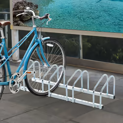 HOMCOM Bike Parking Rack Bicycle Locking Storage Stand for 5 Cycling Silver