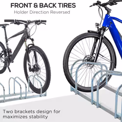 HOMCOM Bike Parking Rack Bicycle Locking Storage Stand for 5 Cycling Silver