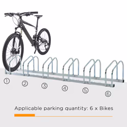 HOMCOM Bike Parking Rack Bicycle Locking Storage Stand for 6 Cycling Silver