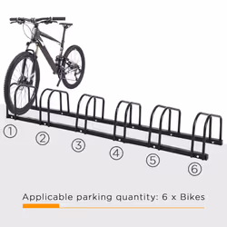 HOMCOM Bike Parking Rack Bicycle Locking Storage Stand for 6 Cycling Black