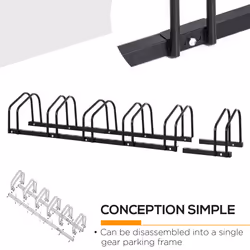 HOMCOM Bike Parking Rack Bicycle Locking Storage Stand for 6 Cycling Black - Additional view 4