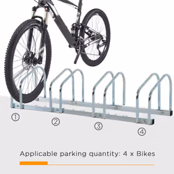 HOMCOM Bike Parking Rack Bicycle Locking Storage Stand for 4 Cycling Silver