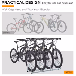 HOMCOM Bike Parking Rack Bicycle Locking Storage Stand for 4 Cycling Silver - Additional view 5