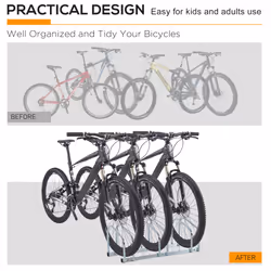 HOMCOM Bike Parking Rack Bicycle Locking Storage Stand for 3 Cycling Silver - Additional view 6