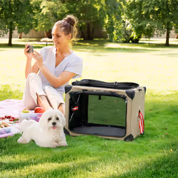 PawHut Collapsible Dog Crate Foldable Pet Carrier for Cats Small Dog 65x45x45cm