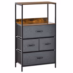 HOMCOM 4 Drawer Storage Chest Unit Home w/ Shelves Home Living Bedroom Black - Additional view 8