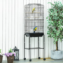 PawHut Bird Cage for Budgie Finch Canary Parakeet W/ Stand Sliding Tray Black