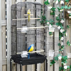 PawHut Bird Cage for Budgie Finch Canary Parakeet W/ Stand Sliding Tray Black - Additional view 4