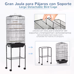 PawHut Bird Cage for Budgie Finch Canary Parakeet W/ Stand Sliding Tray Black - Additional view 5