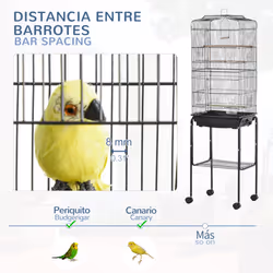 PawHut Bird Cage for Budgie Finch Canary Parakeet W/ Stand Sliding Tray Black - Additional view 7