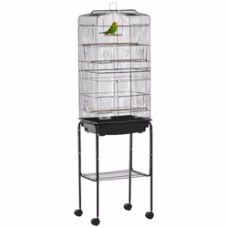 PawHut Bird Cage for Budgie Finch Canary Parakeet W/ Stand Sliding Tray Black - Additional view 8