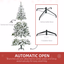 HOMCOM 6ft Snow Flocked Artificial Christmas Tree w/ Realistic Branch Tips - Additional view 4