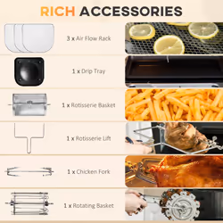 HOMCOM 12L Air Fryer Oven with 8 Preset Modes Rapid Air Circulation 1800W Black
