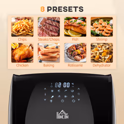 HOMCOM 12L Air Fryer Oven with 8 Preset Modes Rapid Air Circulation 1800W Black