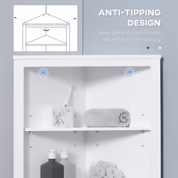 kleankin Corner Bathroom Cabinet, Double Doors and Adjustable Shelves, White - Additional view 5