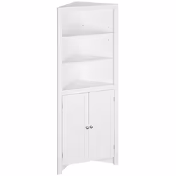 kleankin Corner Bathroom Cabinet, Double Doors and Adjustable Shelves, White - Additional view 8