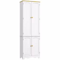 HOMCOM Freestanding Kitchen Cupboard 4-Door Storage Cabinet w/ 4 Shelves, White