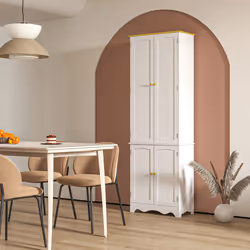 HOMCOM Freestanding Kitchen Cupboard 4-Door Storage Cabinet w/ 4 Shelves, White