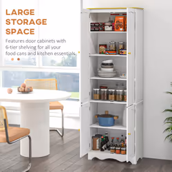 HOMCOM Freestanding Kitchen Cupboard 4-Door Storage Cabinet w/ 4 Shelves, White