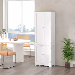 HOMCOM Freestanding Kitchen Cupboard 4-Door Storage Cabinet w/ 4 Shelves, White - Additional view 6