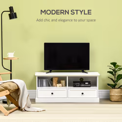 HOMCOM TV Stand with Drawers Shelves and Cable Management, for 45" TVs, White