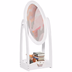 HOMCOM Free Standing Dressing Mirror Kids with Storage For 3- 8 Years Old White