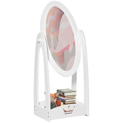 HOMCOM Free Standing Dressing Mirror Kids with Storage For 3- 8 Years Old White