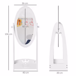 HOMCOM Free Standing Dressing Mirror Kids with Storage For 3- 8 Years Old White