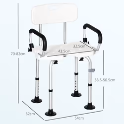HOMCOM Adjustable Shower Stool with Suction Foot Pads for Elderly Disabled - Additional view 5