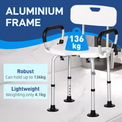 HOMCOM Adjustable Shower Stool with Suction Foot Pads for Elderly Disabled - Additional view 6