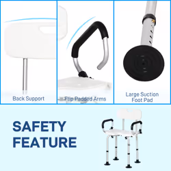 HOMCOM Adjustable Shower Stool with Suction Foot Pads for Elderly Disabled - Additional view 7